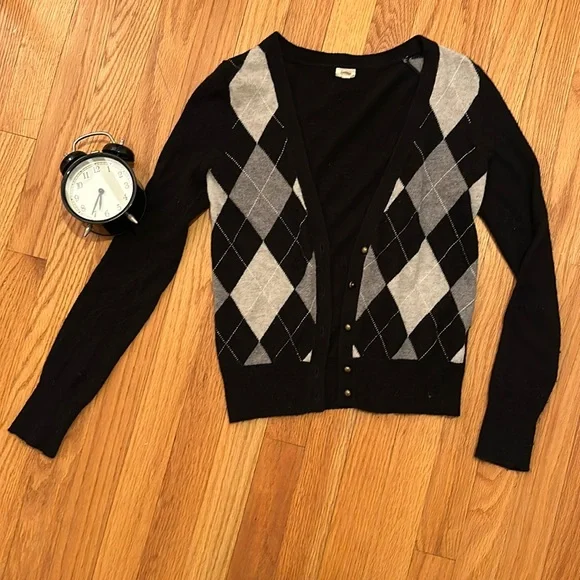 Crew Sweaters J Crew Vneck Argyle Cardigan With Brass